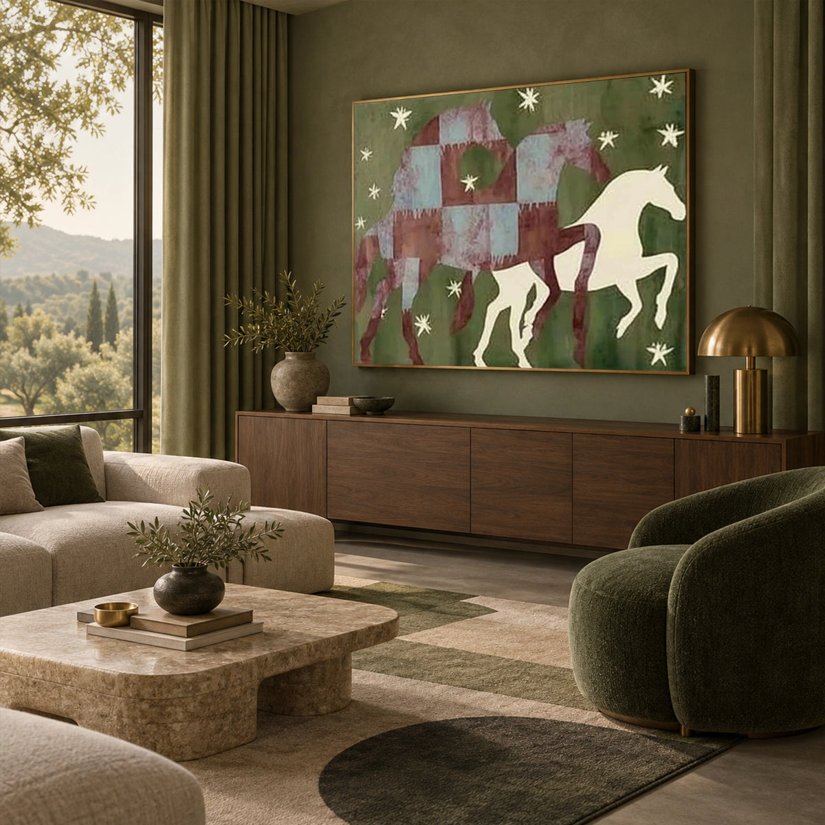 Abstract Animal Horse Canvas Art #DW167