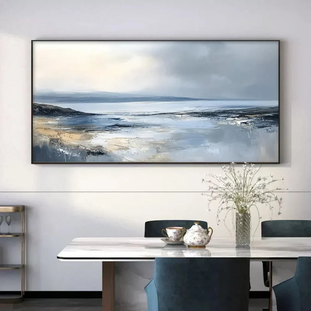 Abstract Ocean And Sky Textured Canvas Art # OC021