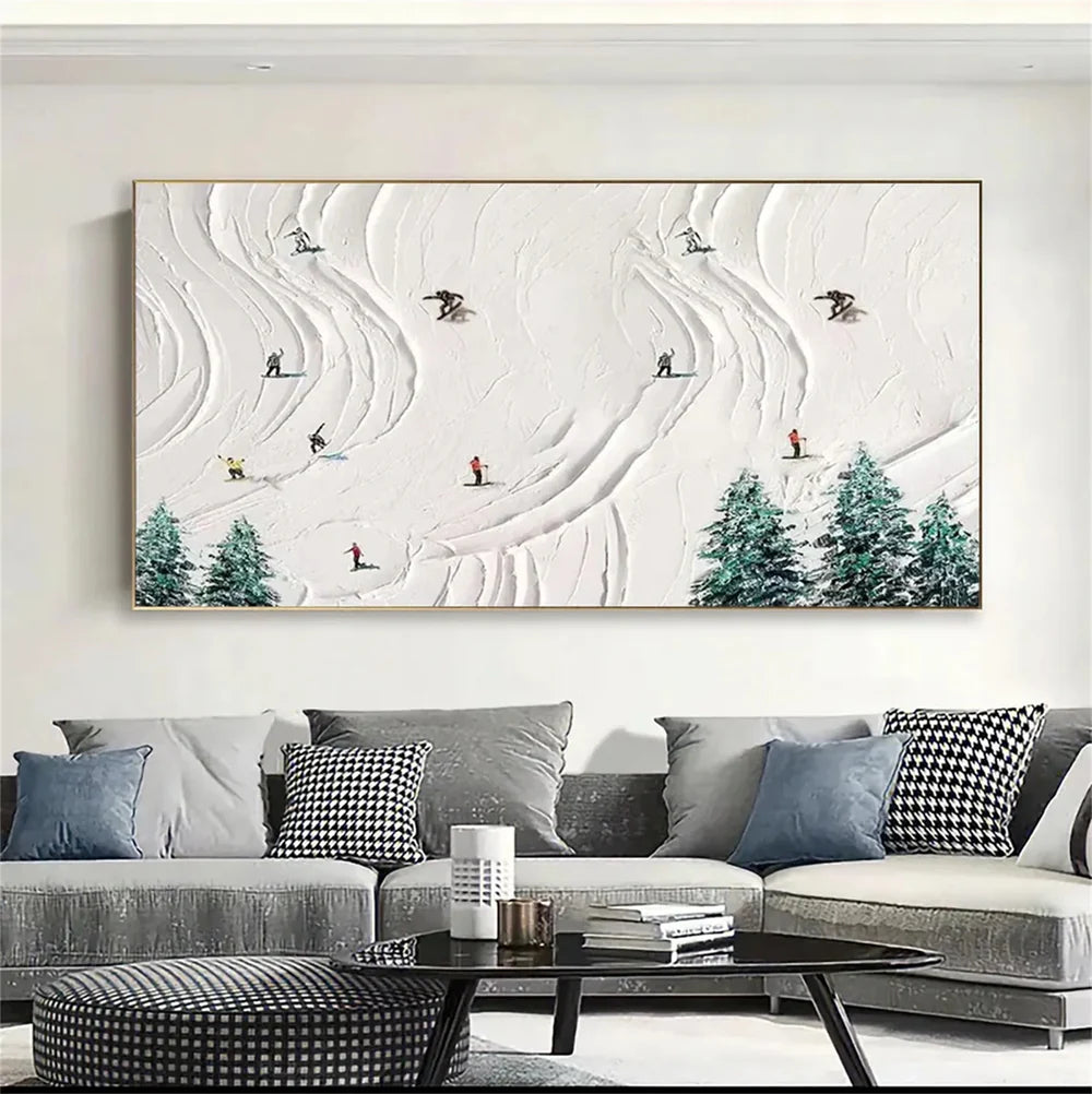 Skiing Sport Textured Canvas Painting #PB016