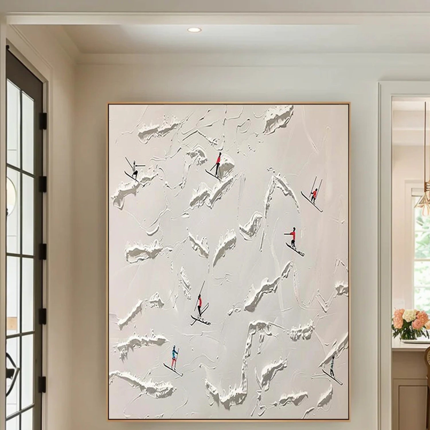 Skiing Sport Textured Canvas Painting #PB072