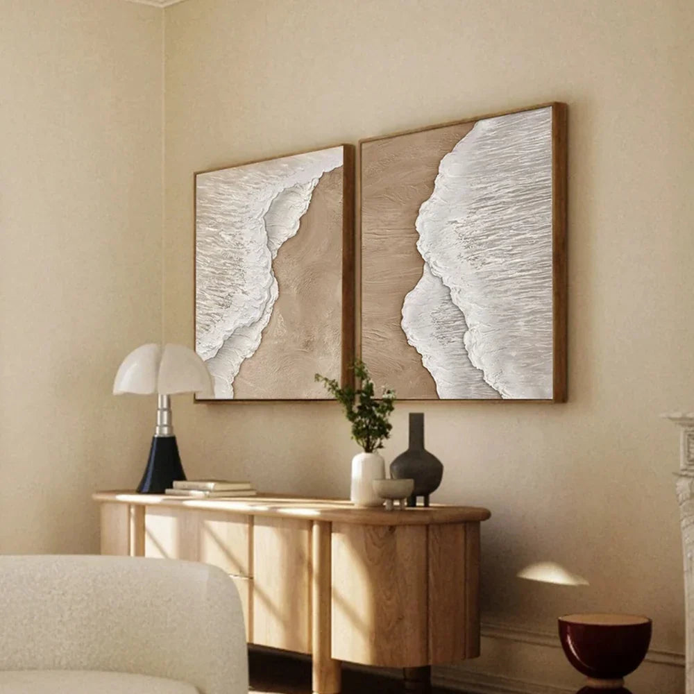 Minimalist Ocean And Sky Textured Canvas Art Set of 2 #OC004