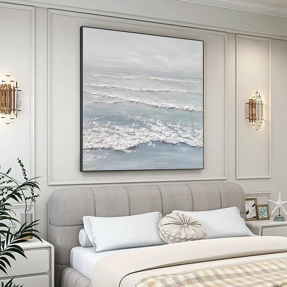 Minimalist Ocean And Sky Textured Canvas Art #OC048