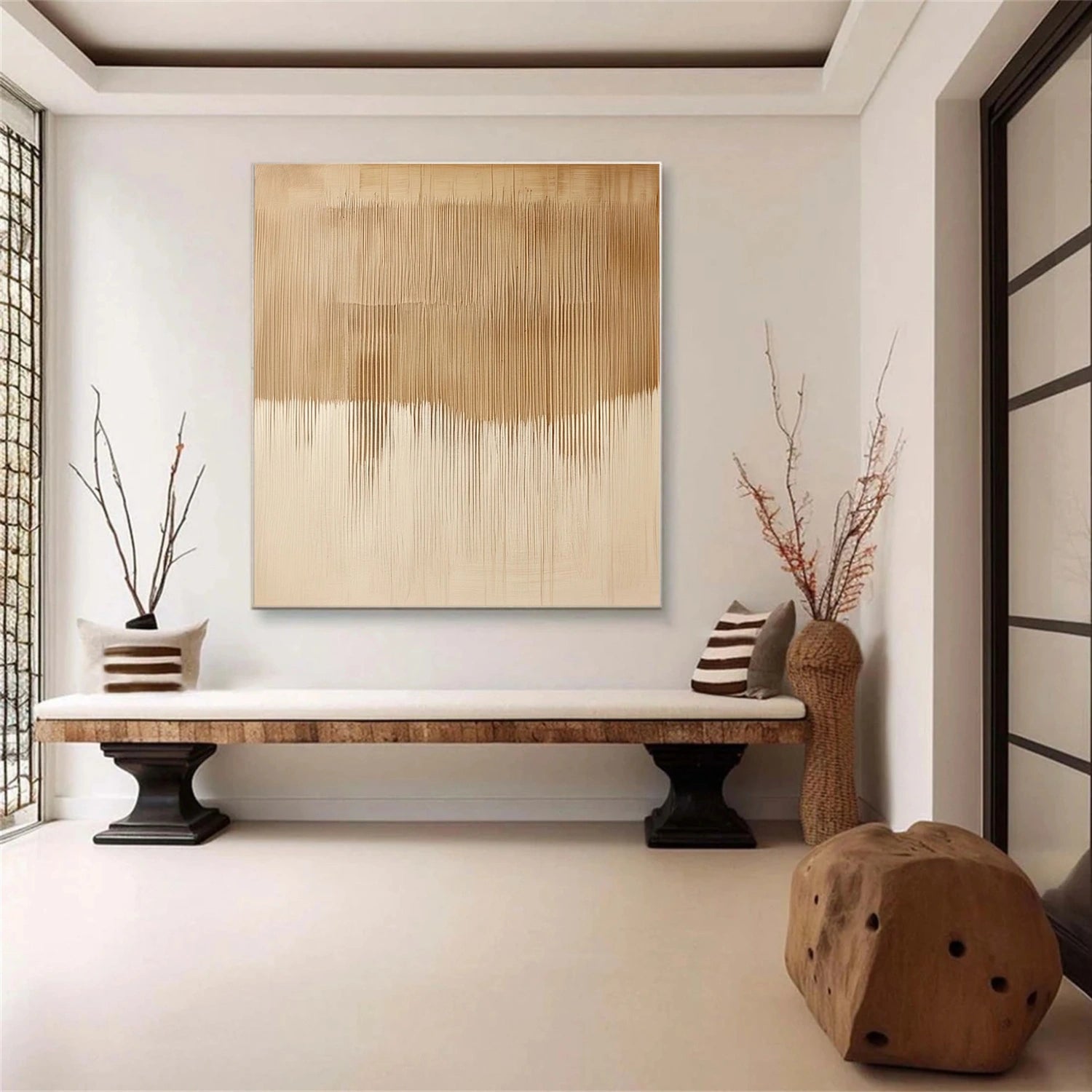 Brown and Beige Minimalist Canvas Art #WM153