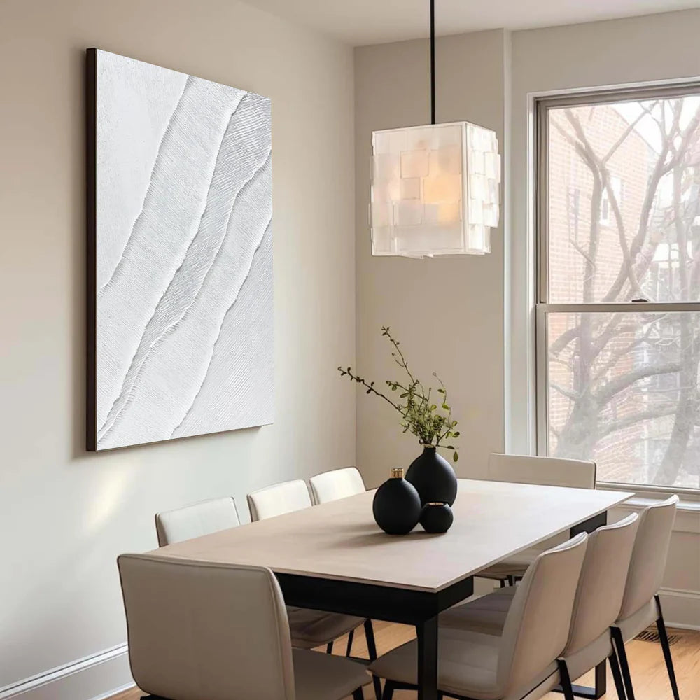White Minimalist Textured Wall Art #WM068