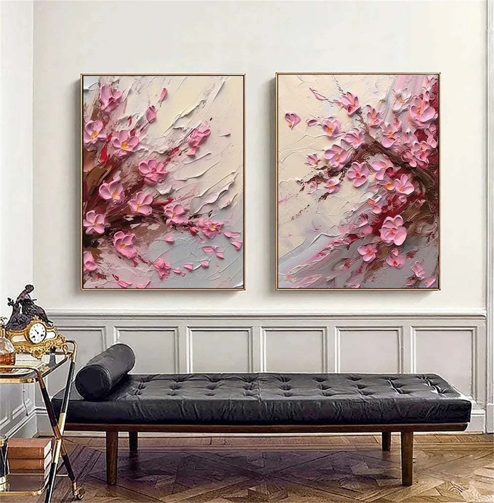 Abstract Flower And Tree Textured Canvas Art Set of 2 #MF064