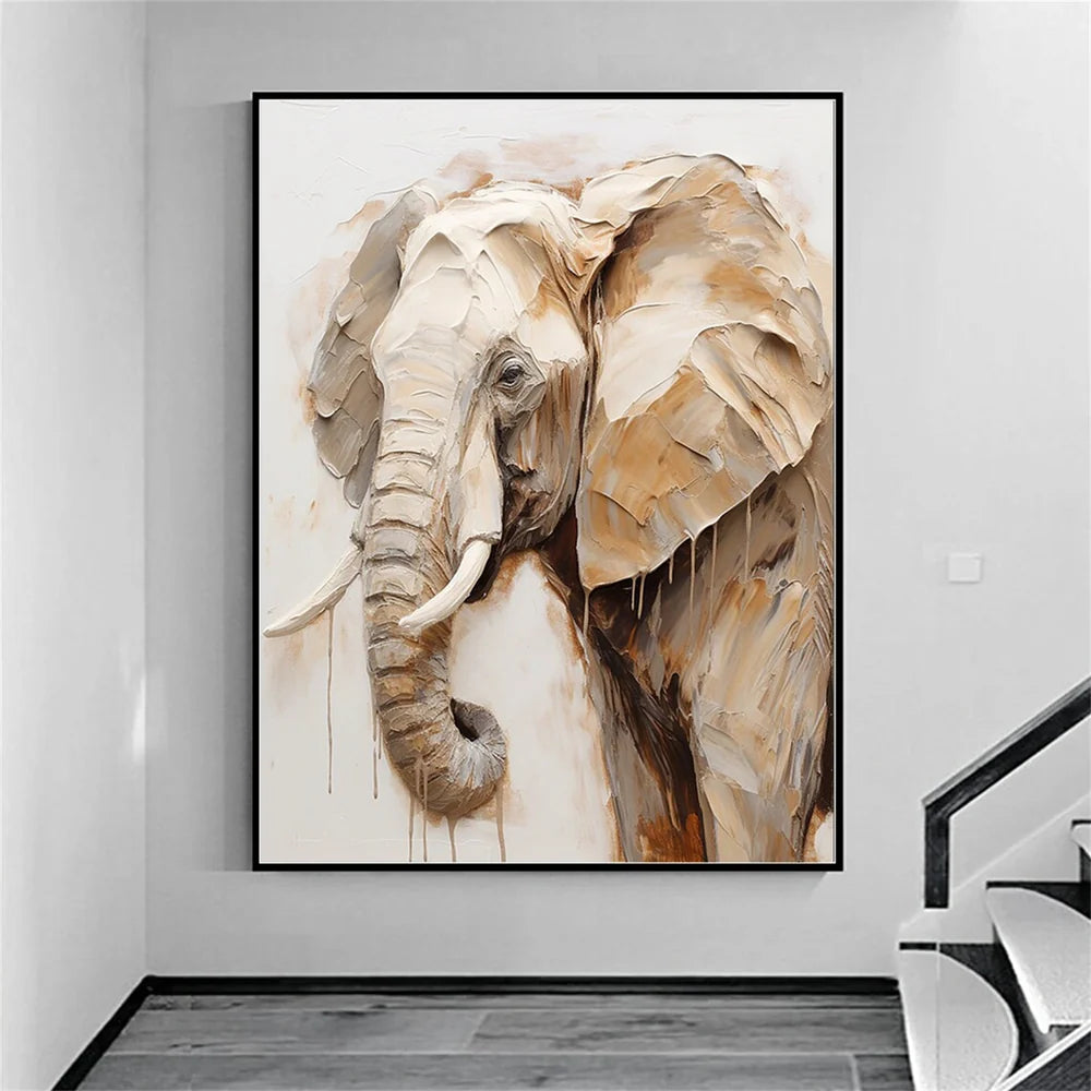 Beige & Brown Abstract Animal Canvas Art #DW038
