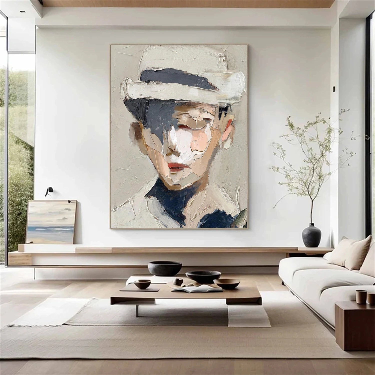 Abstract Portrait Textured  Wall Art #LA072