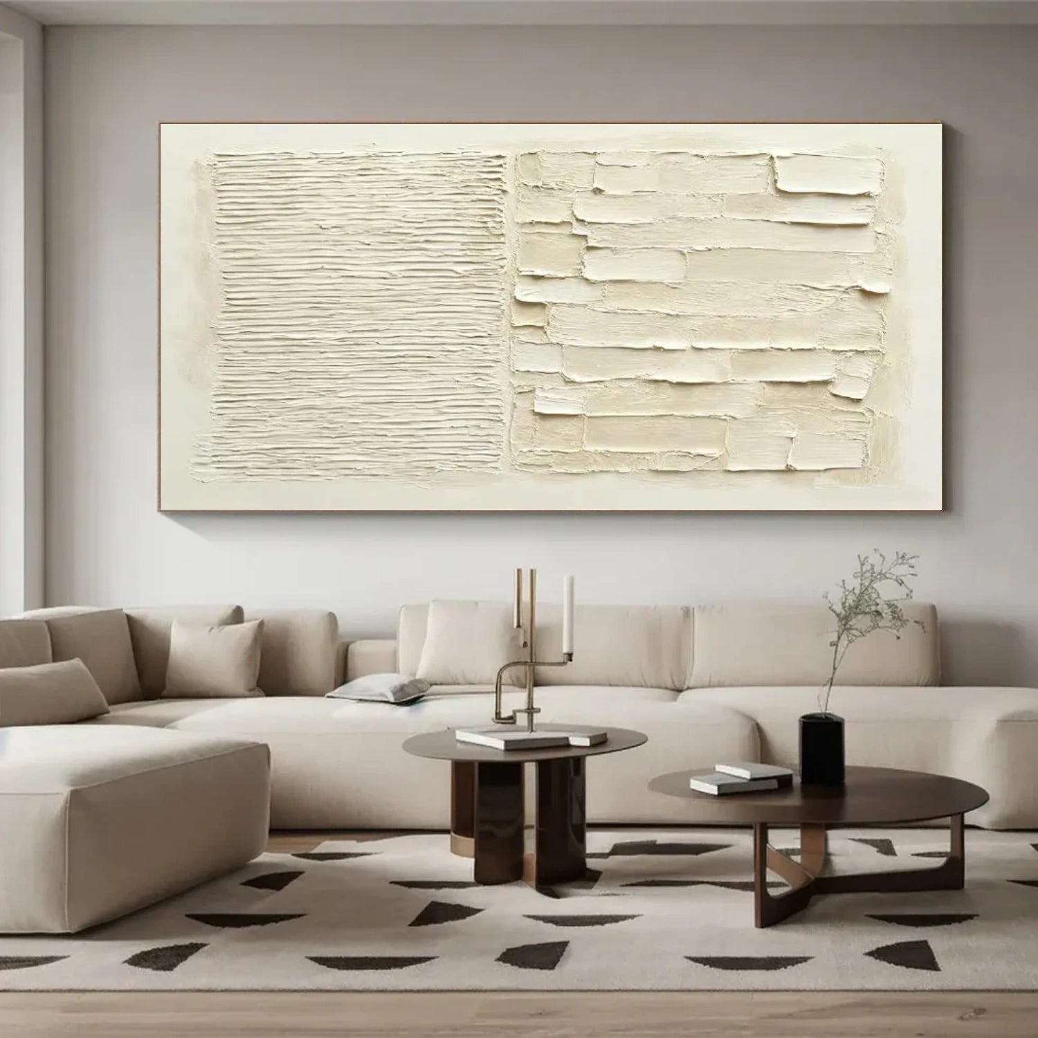 Beige Minimalist Textured Canvas Art #WM082