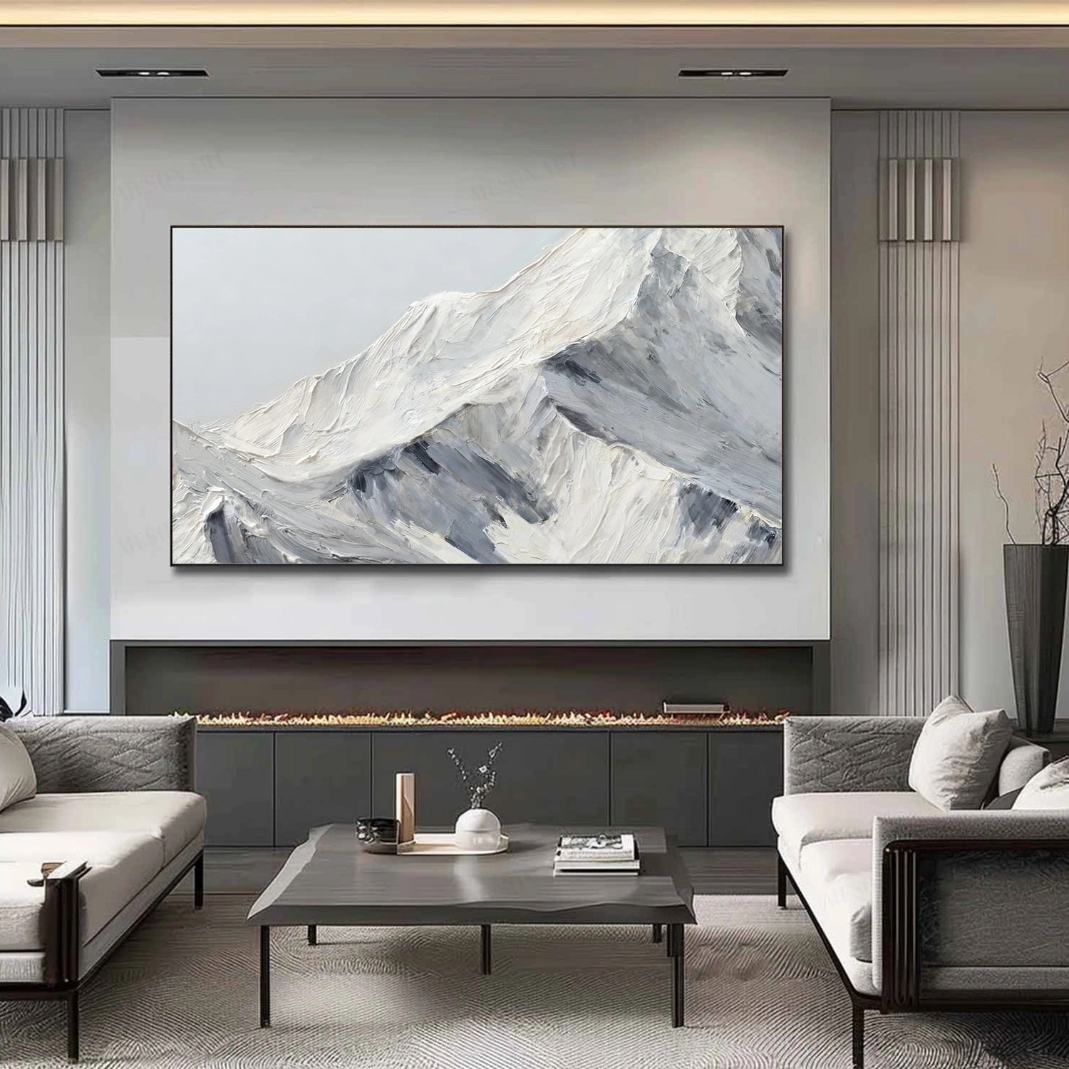 Minimalist Mountain Textured Canvas Art #BT056