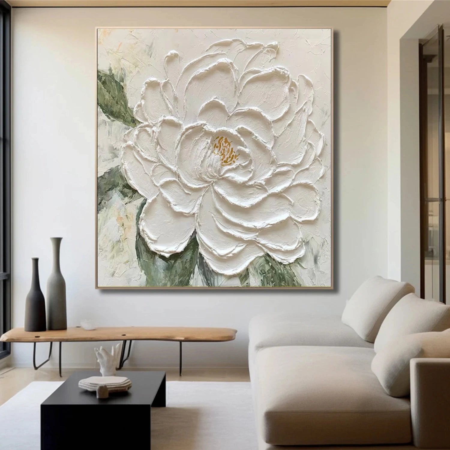 Minimalist Flower And Tree Textured Canvas Art #MF118