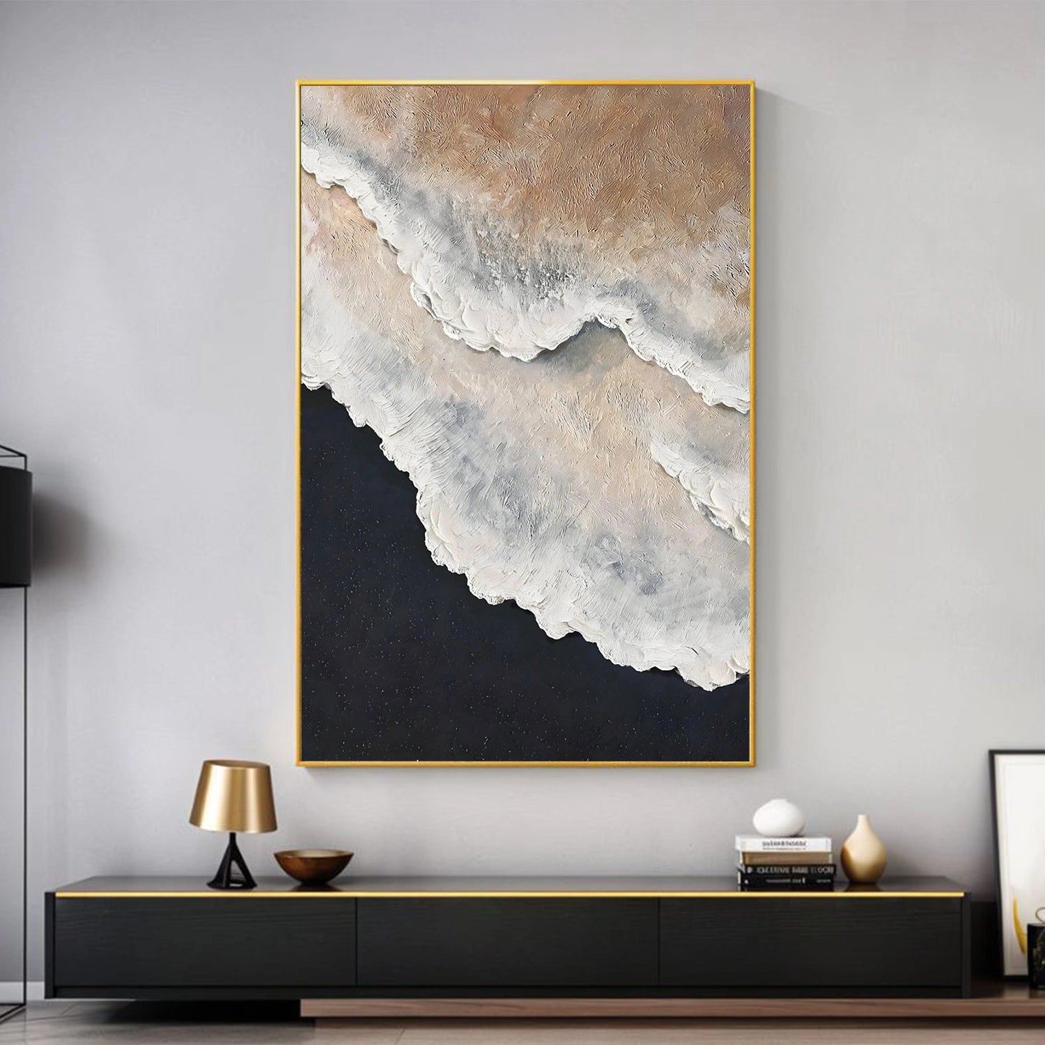 Minimalist Ocean And Sky Textured Canvas Art #OC165