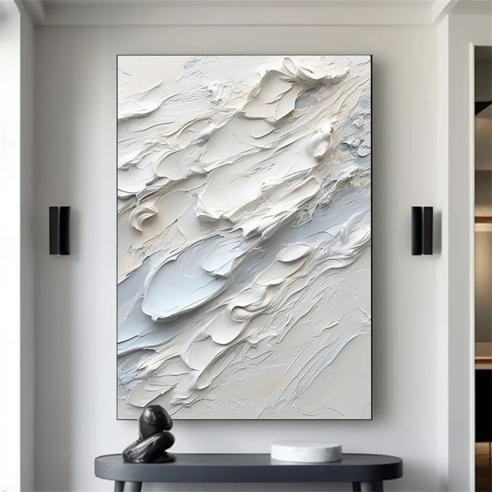 White Minimalist Textured Wall Art #WM049