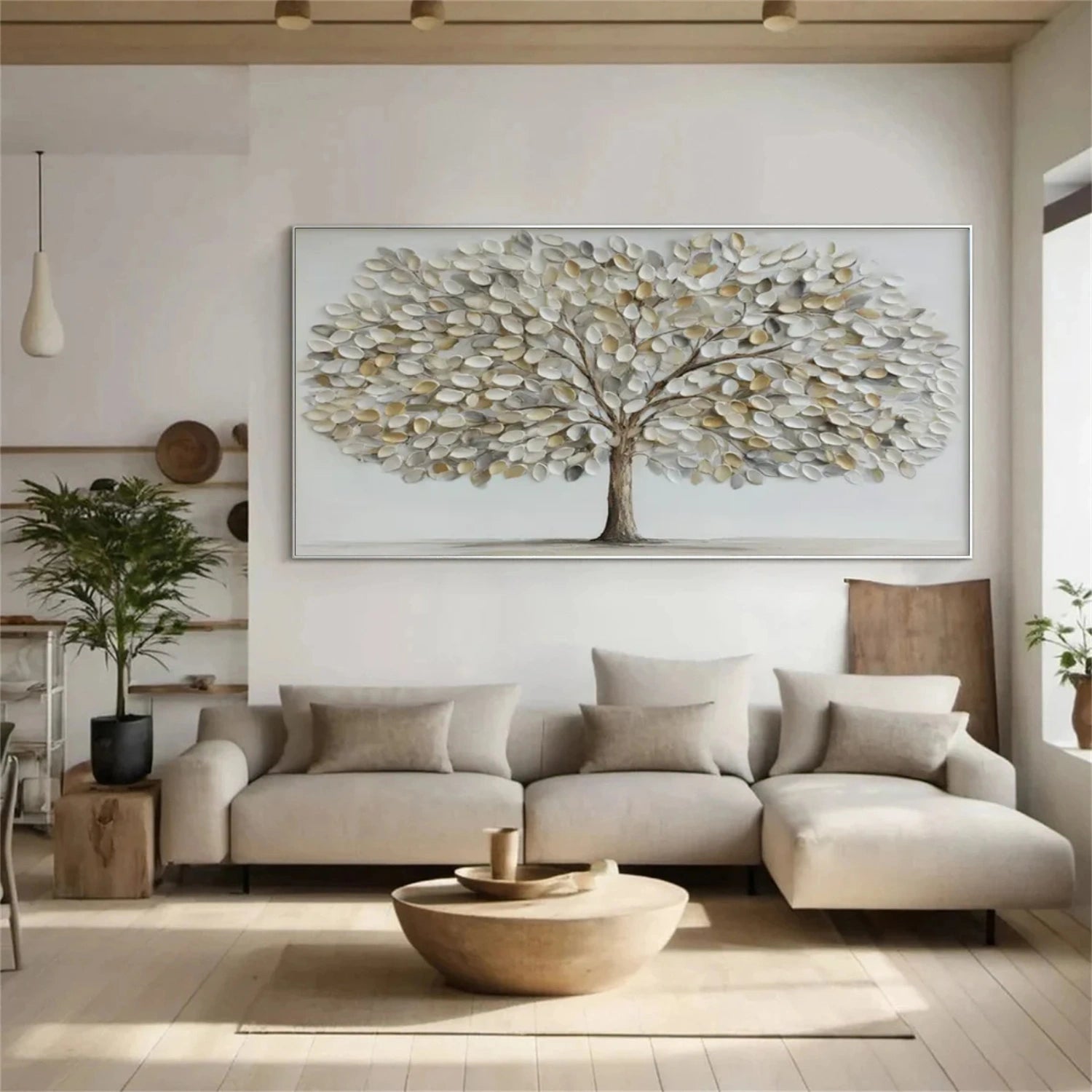 Minimalist Flower And Tree Textured Canvas Art #MF080