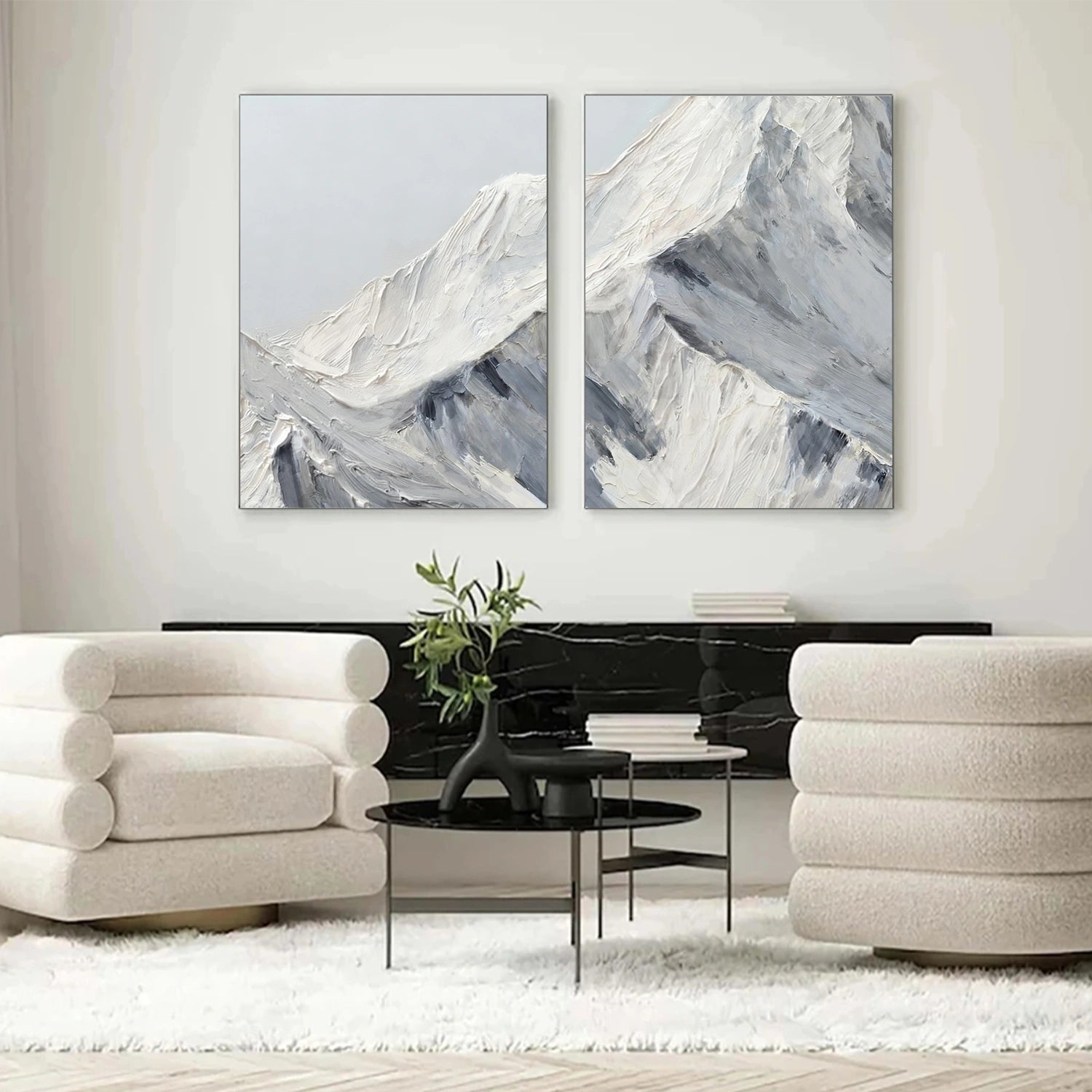 Minimalist Mountain Textured Canvas Art #BT057