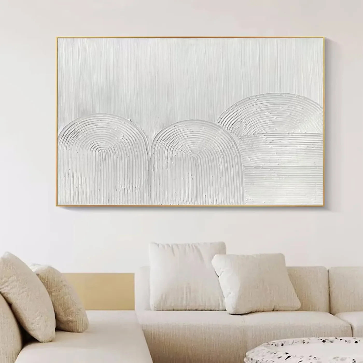 White Minimalist Textured Wall Art #WM062