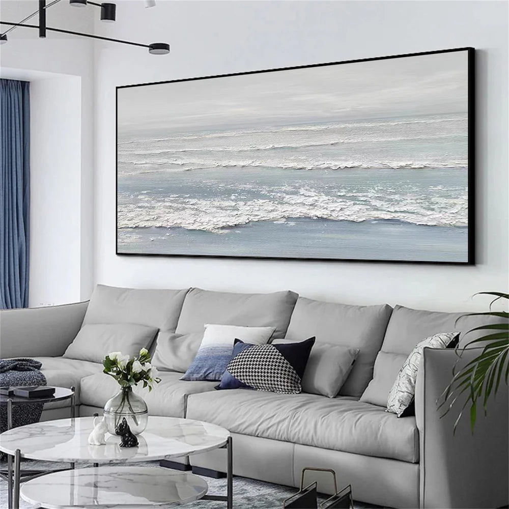 Minimalist Ocean And Sky Textured Canvas Art #OC047