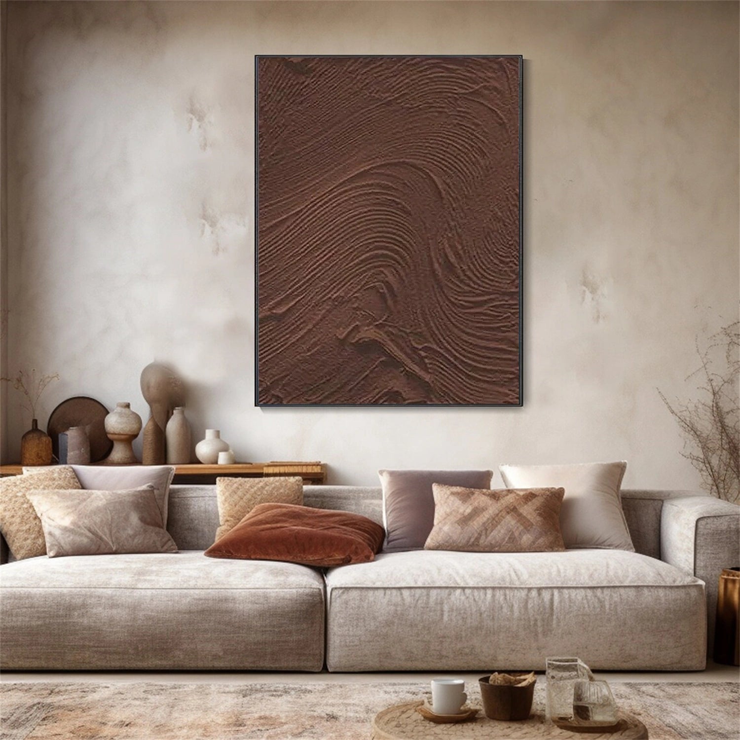 Brown Minimalist Textured Canvas Art #WM086
