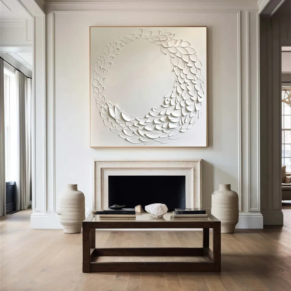 White Minimalist Textured Wall Art #WM063