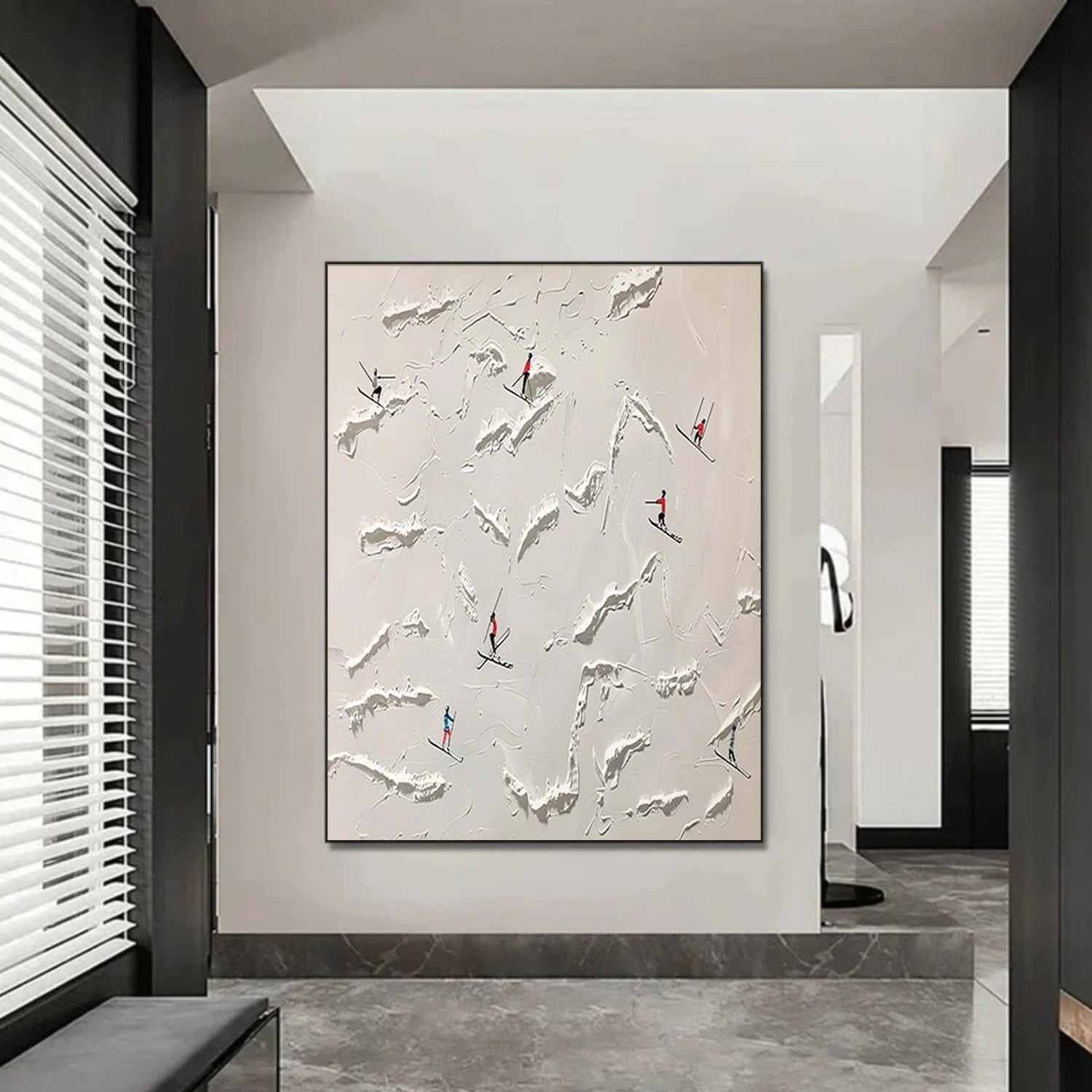 Skiing Sport Textured Canvas Painting #PB072