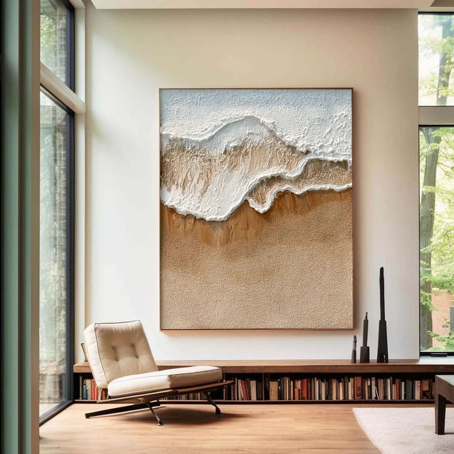 Minimalist Ocean And Sky Textured Canvas Art #OC142