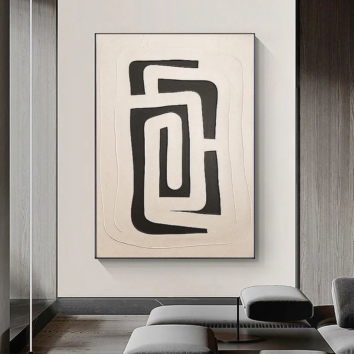 Black & Beige Wabi Sabi Textured Wall Art #VS022