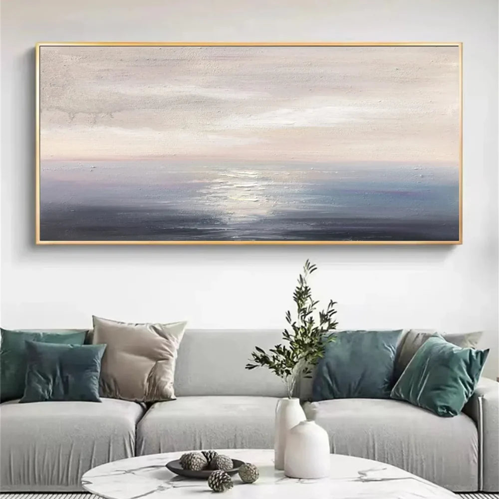 Abstract Ocean And Sky Textured Canvas Art #OC055