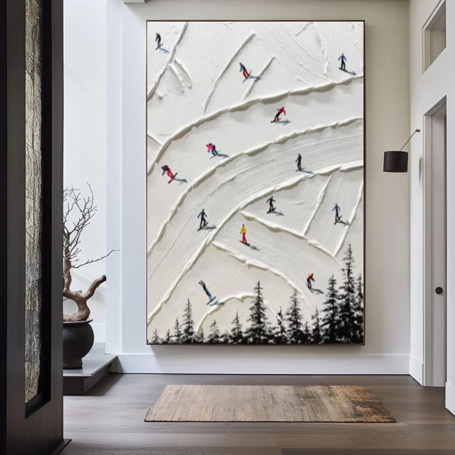 Skiing Sport Textured Canvas Painting #PB058