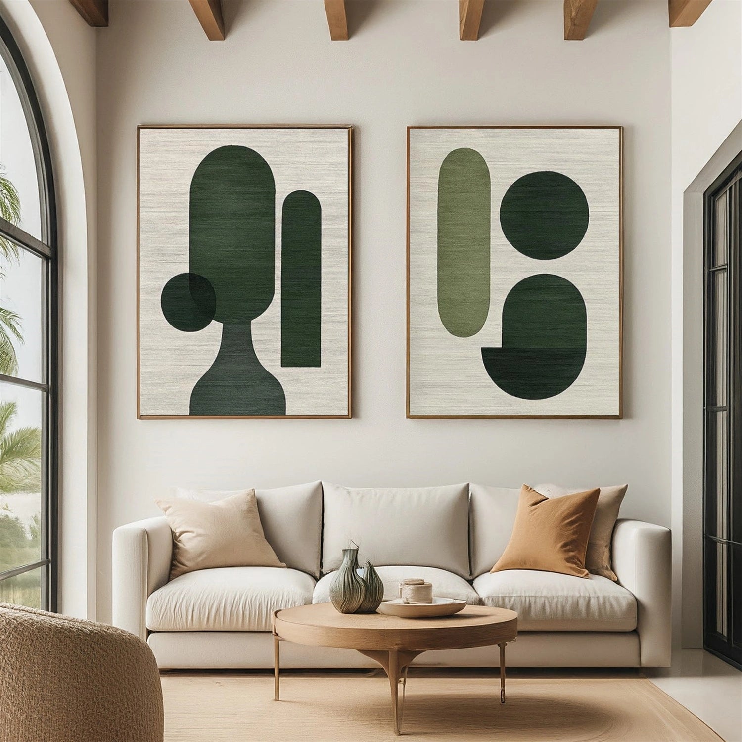 Green Wabi Sabi Wall Art Set of 2 #VS187