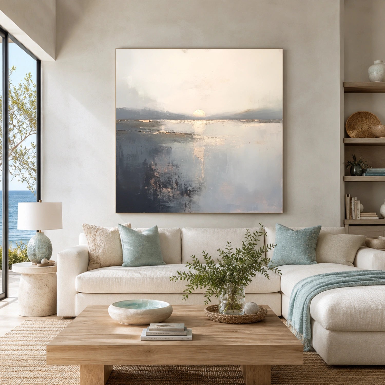Abstract Ocean And Sky Canvas Art #OC204