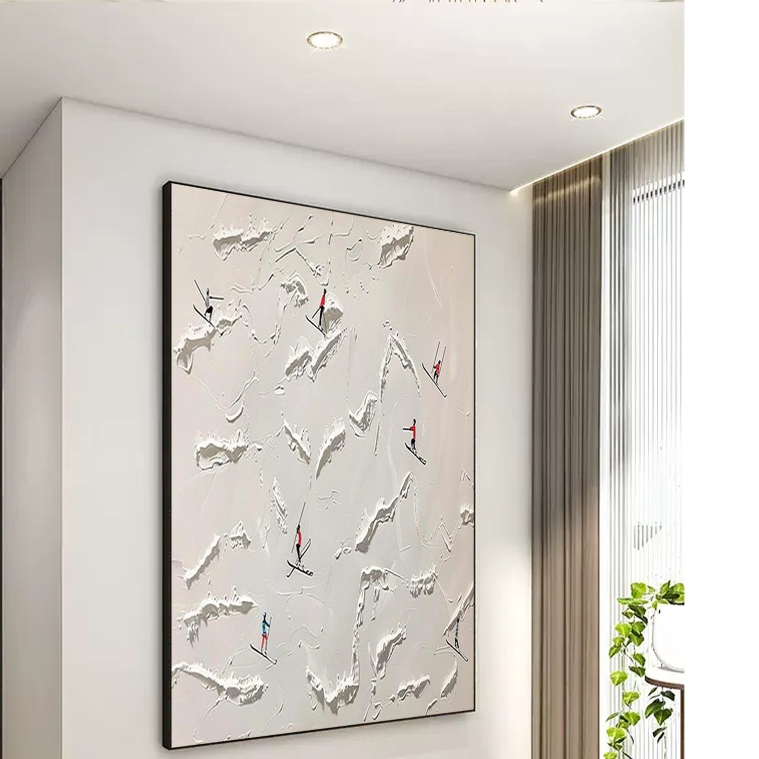 Skiing Sport Textured Canvas Painting #PB072