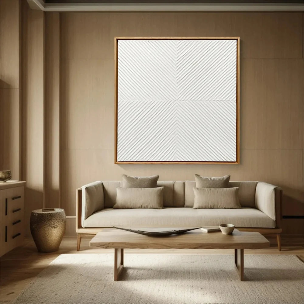 White Minimalist Textured Wall Art #WM079