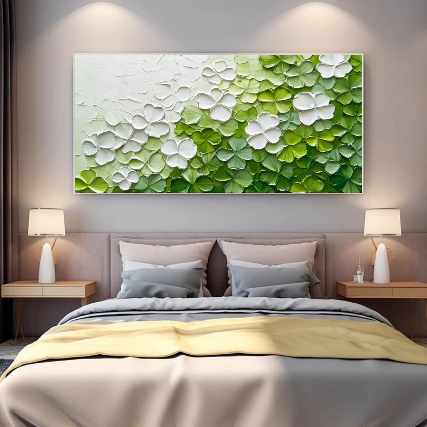 Minimalist Flower And Tree Textured Canvas Art #MF076