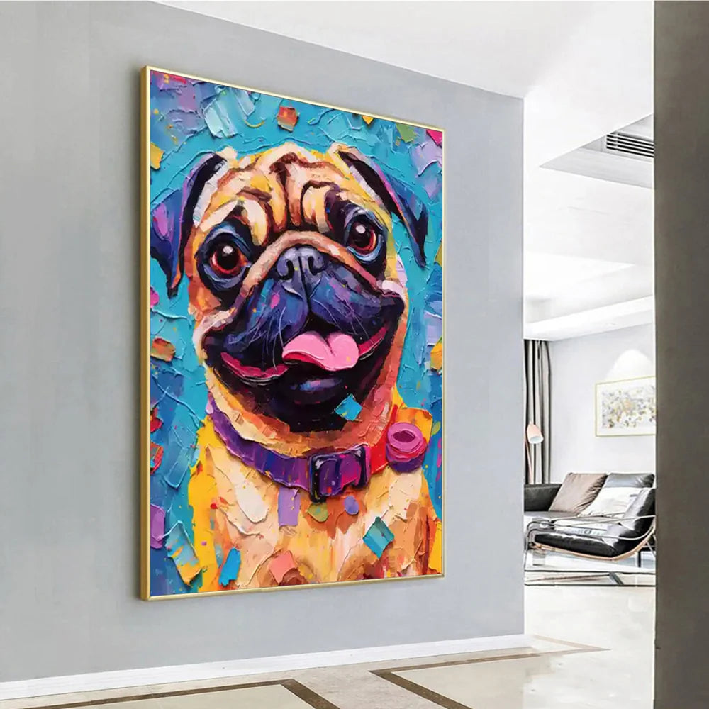 Colorful Abstract Animal Dog Textured Canvas Art #DW062