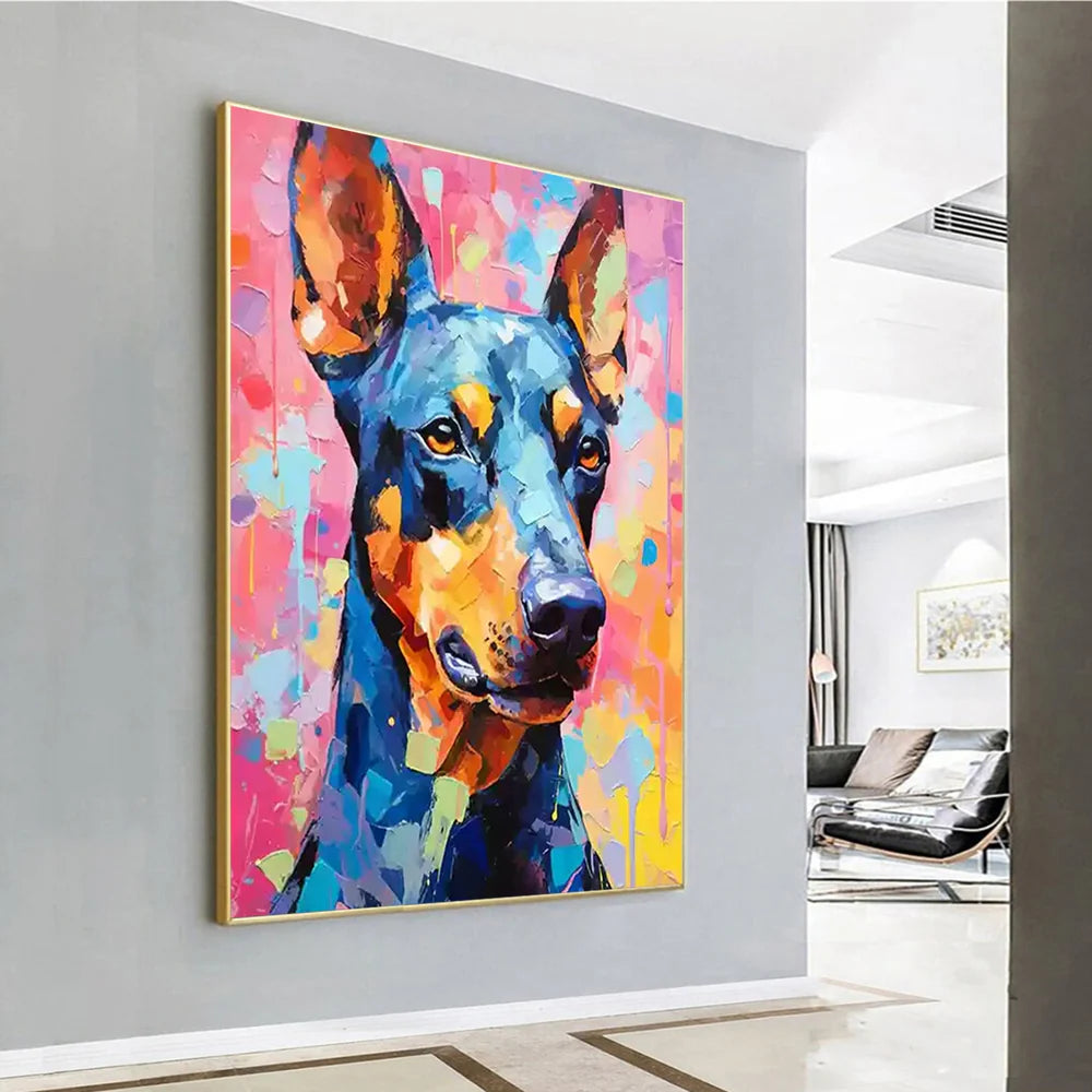 Colorful Abstract Animal Dog Textured Canvas Art #DW063
