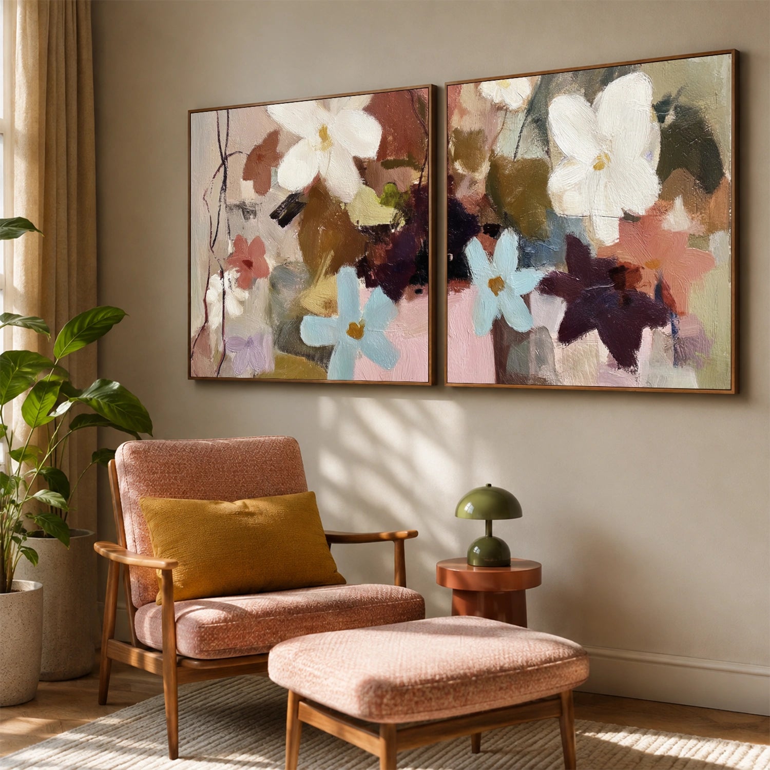 Abstract Flower Canvas Art Square Set of 2 #MF208
