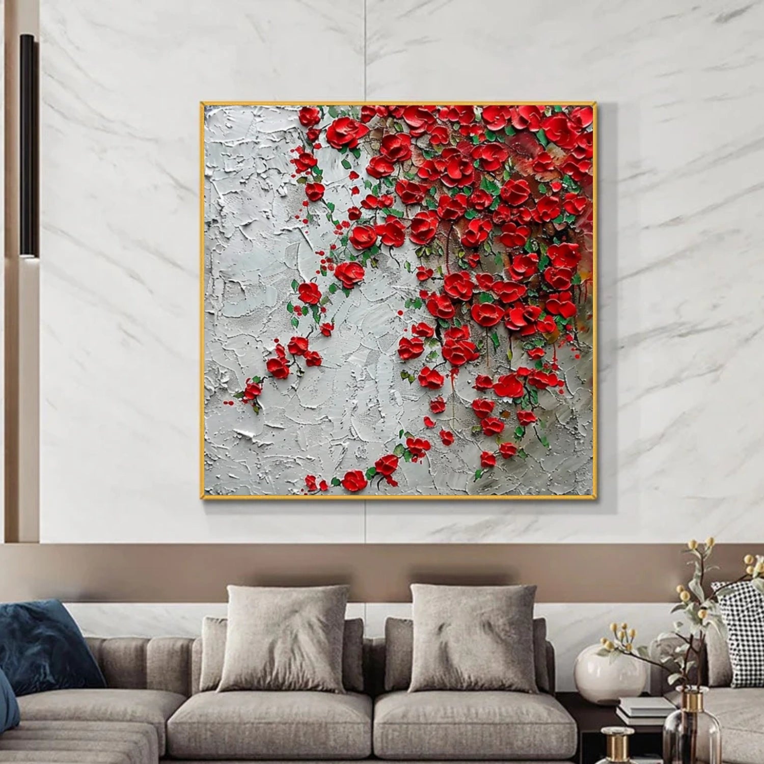 Minimalist Flower And Tree Textured Canvas Art #MF117