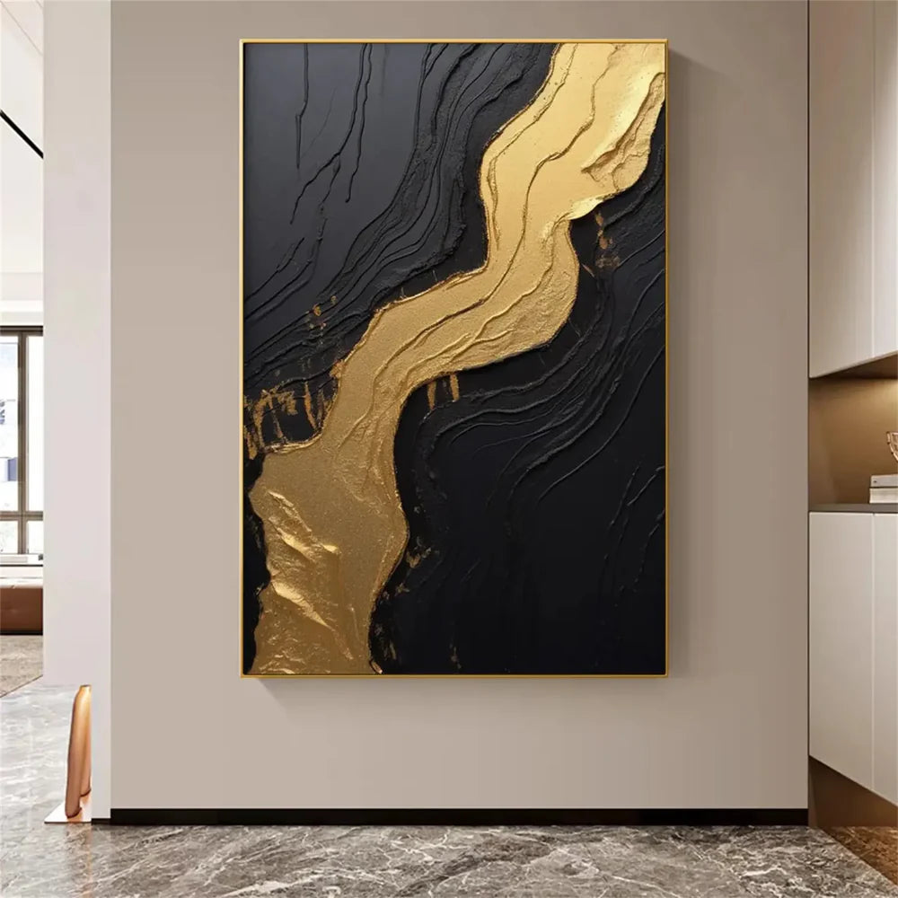 Black Minimalist Textured Canvas Art #WZ071