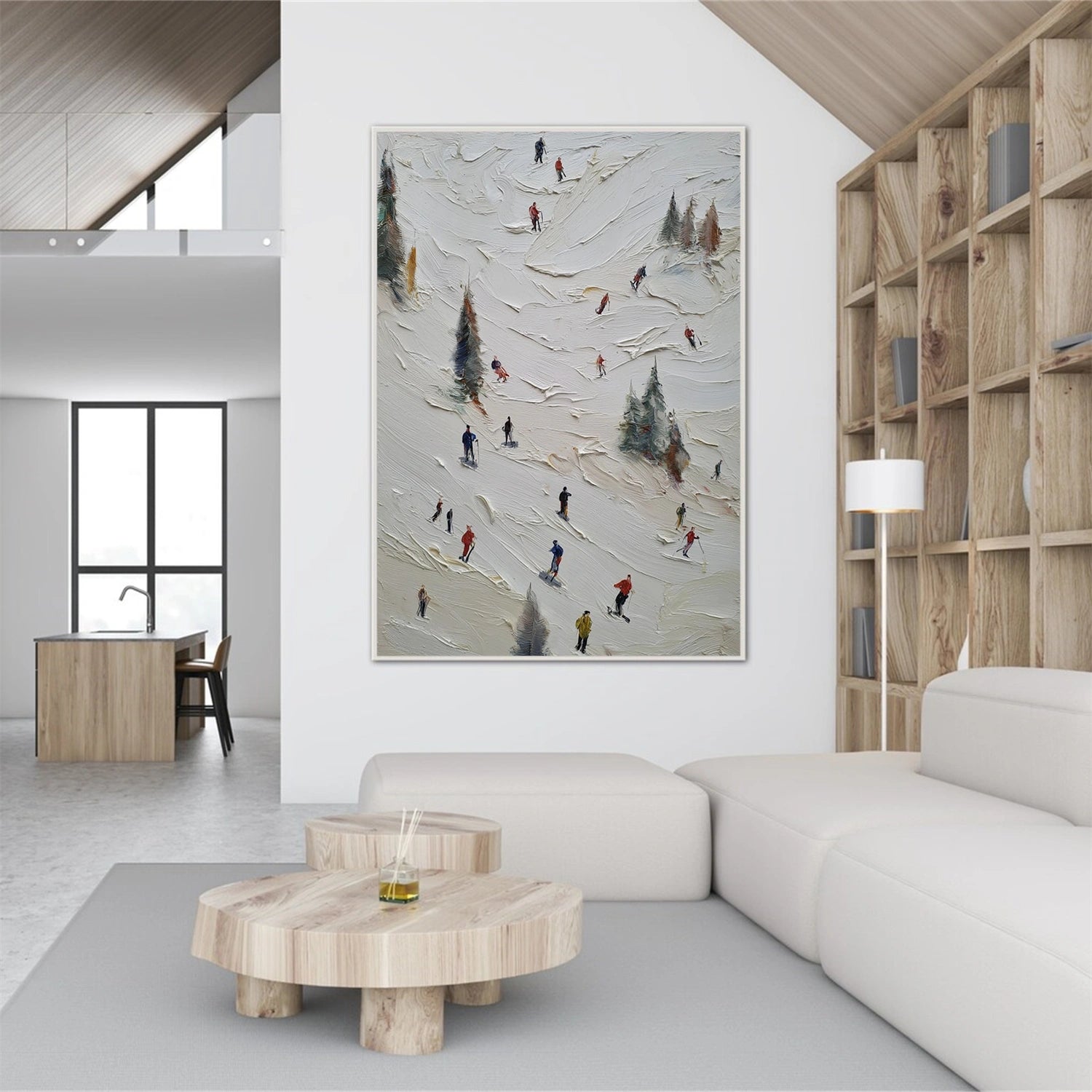 Skiing Sport Textured Canvas Painting #PB064