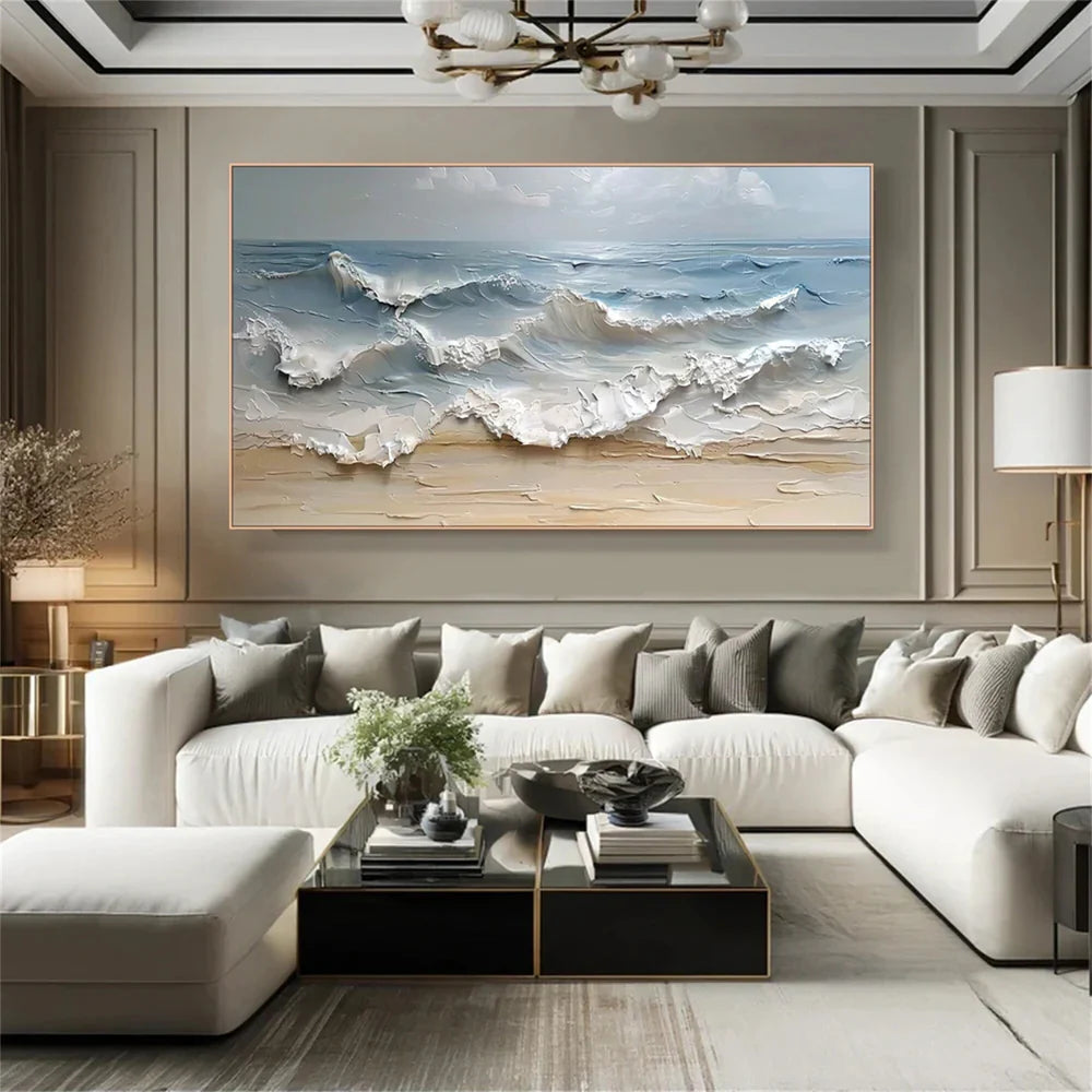 Abstract Ocean And Sky Textured Canvas Art # OC010