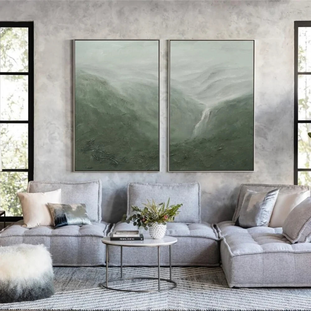 Green Abstract Mountain Canvas Art #BT017