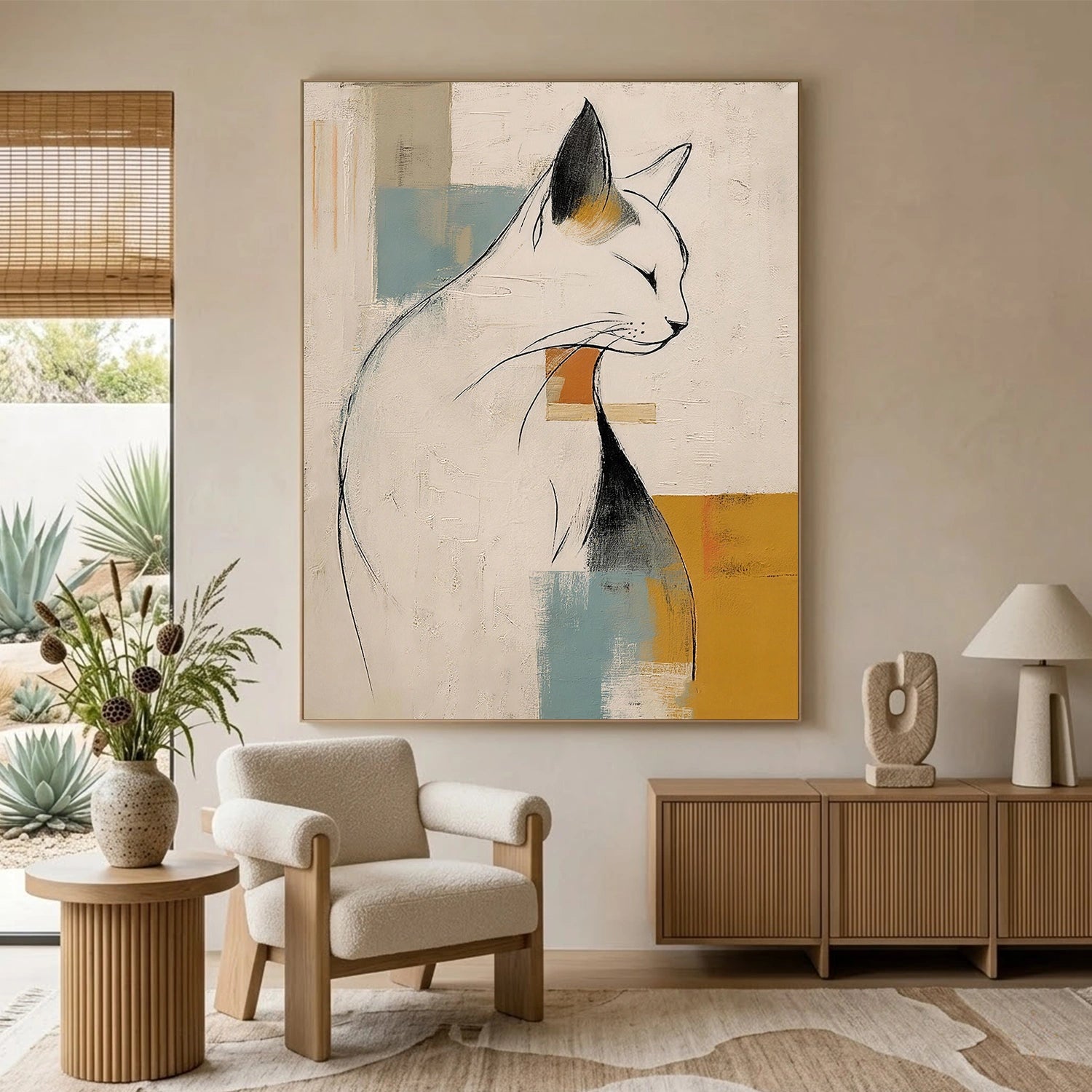 Abstract Animal Cat Canvas Art #DW145
