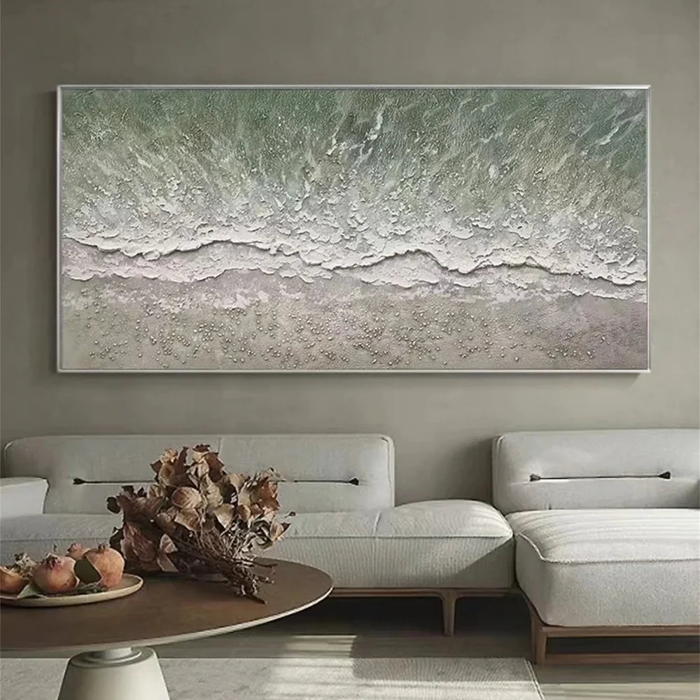Abstract Ocean And Sky Textured Canvas Art #OC060