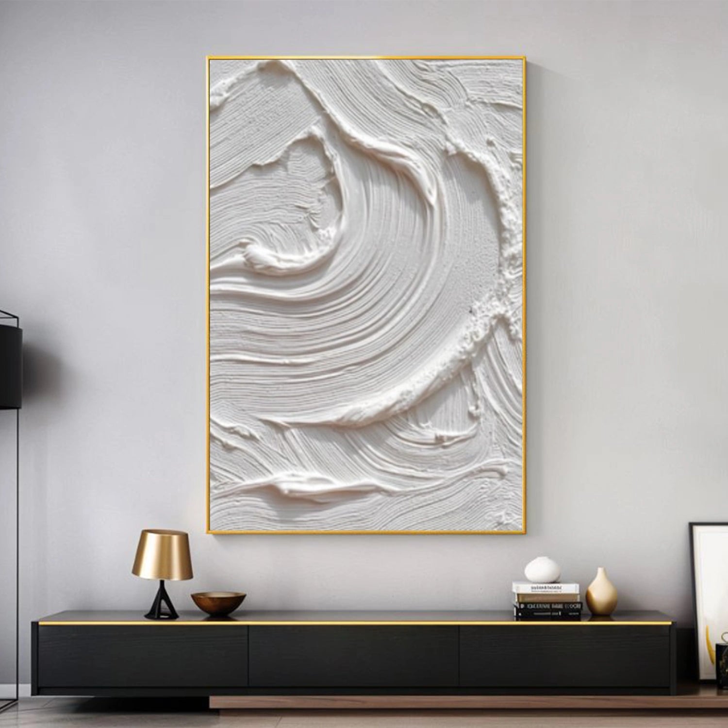 White Minimalist Textured Wall Art #WM126