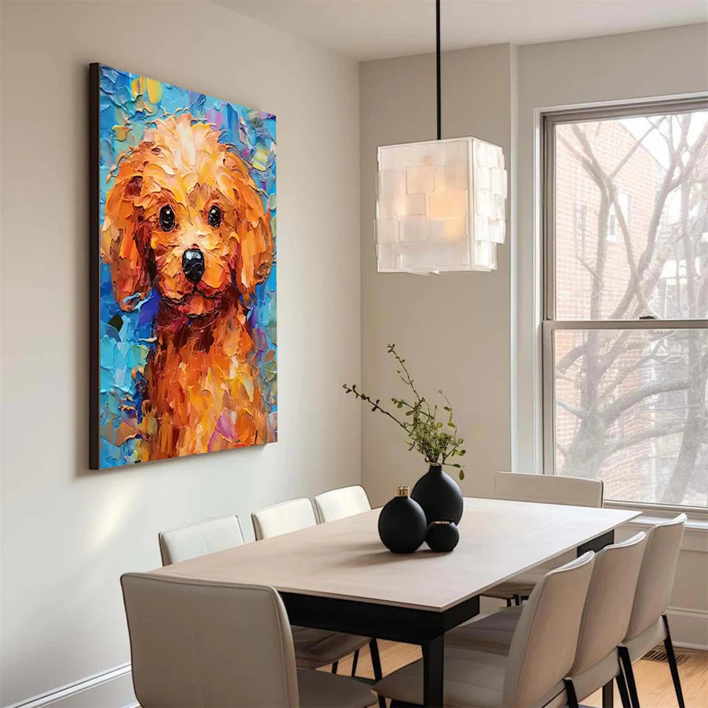 Colorful Abstract Animal Dog Textured Canvas Art #DW060