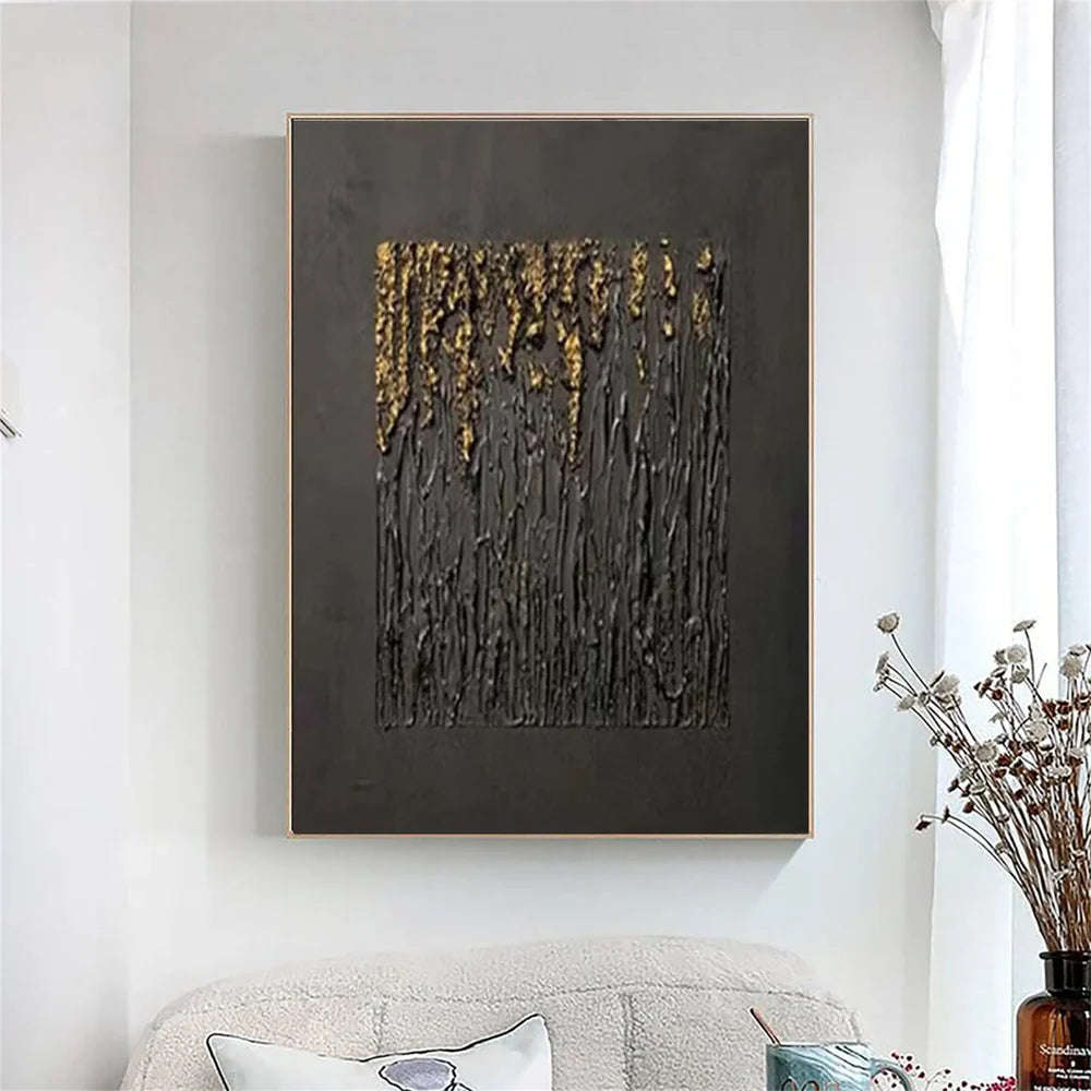 Black Minimalist Textured Canvas Art #WZ035
