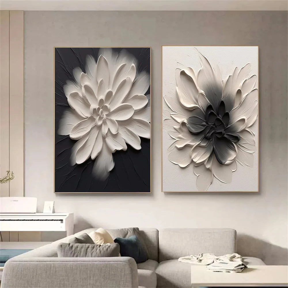 Minimalist Flower And Tree Textured Canvas Art Set of 2 #MF070