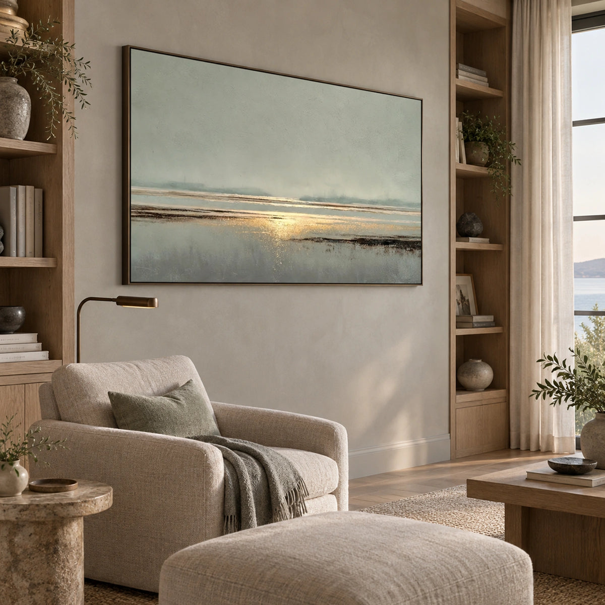 Abstract Ocean And Sky Canvas Art #OC228