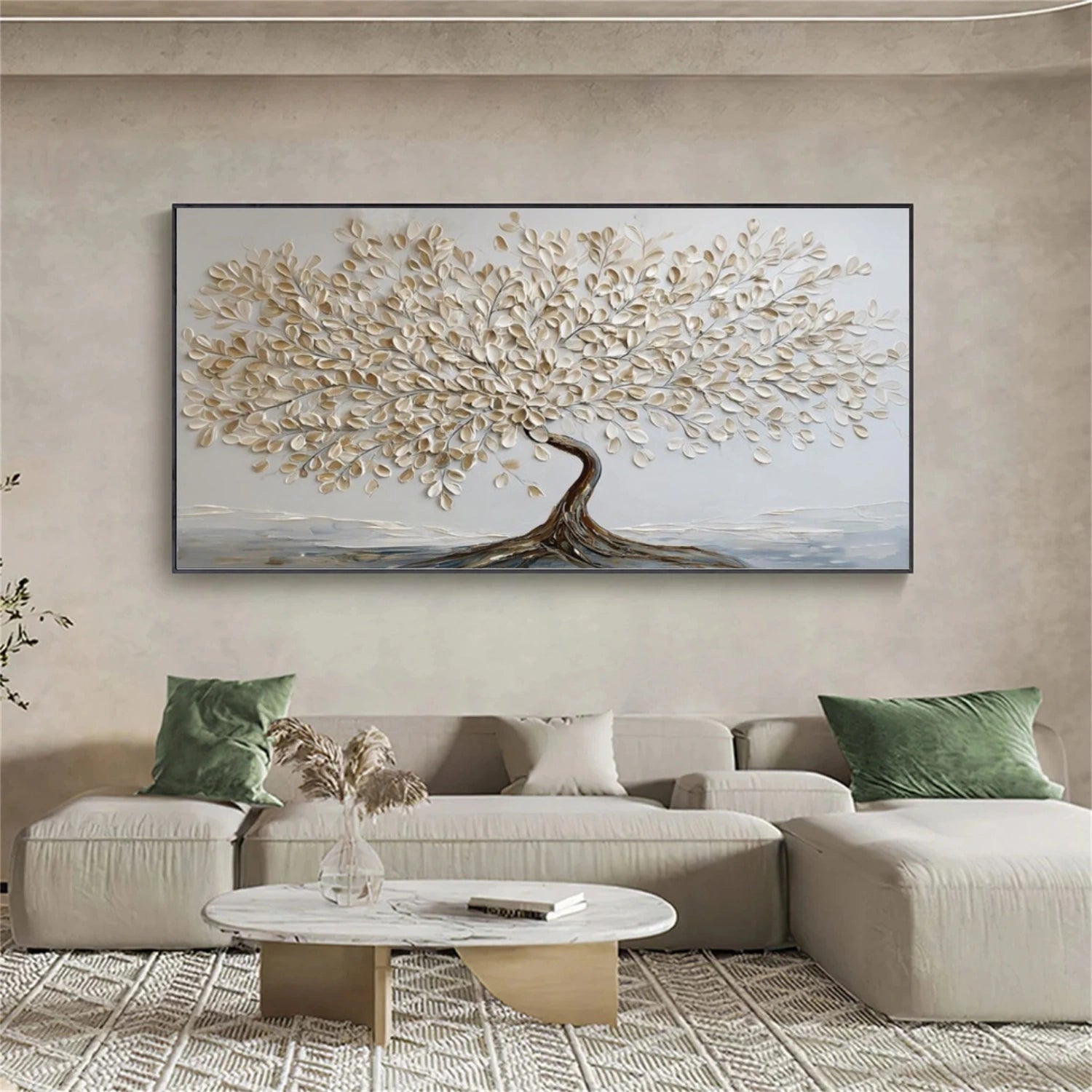 Minimalist Flower And Tree Textured Canvas Art #MF081