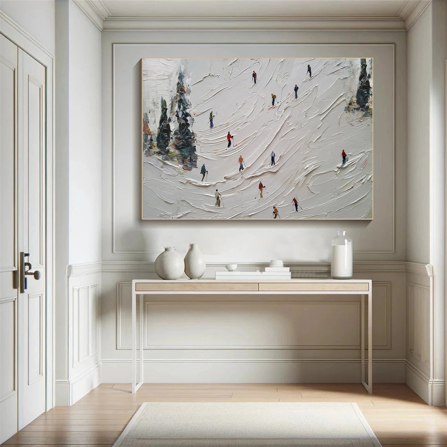 Skiing Sport Textured Canvas Painting #PB070
