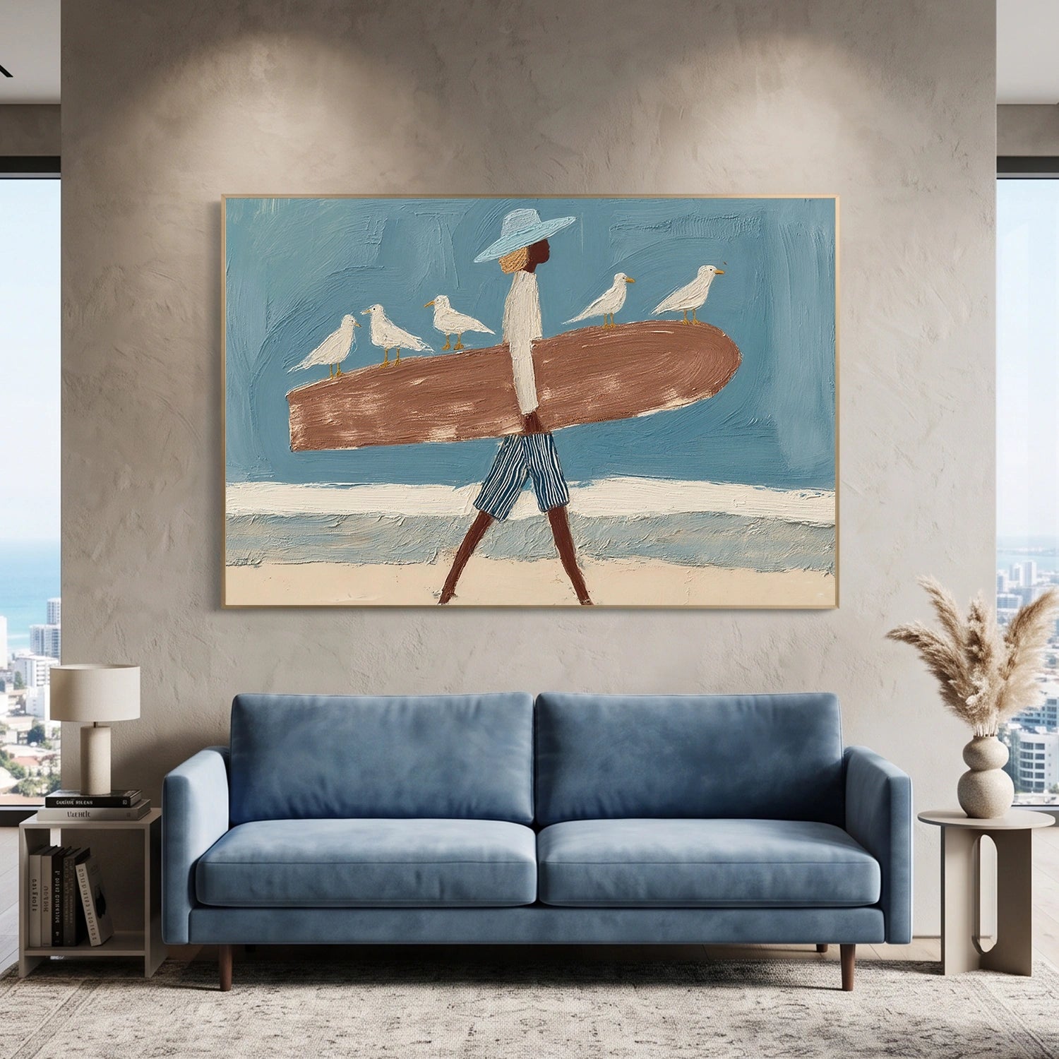 Surfing Sport Textured Canvas Painting #PB088